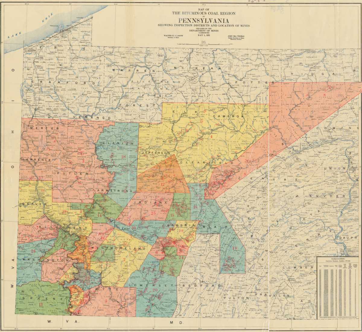 1931 Bituminous District Map